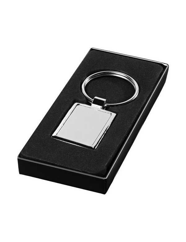 Porte-clé en métal luxe argenté rectangle 3 x 4,8 cm (vendu à l'unité)